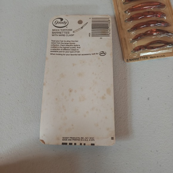 Lot of 2 NEW! Vintage 1975 Goody Hair Barrettes Pack of 8 Mock Tortoise #6926 - Picture 6 of 6